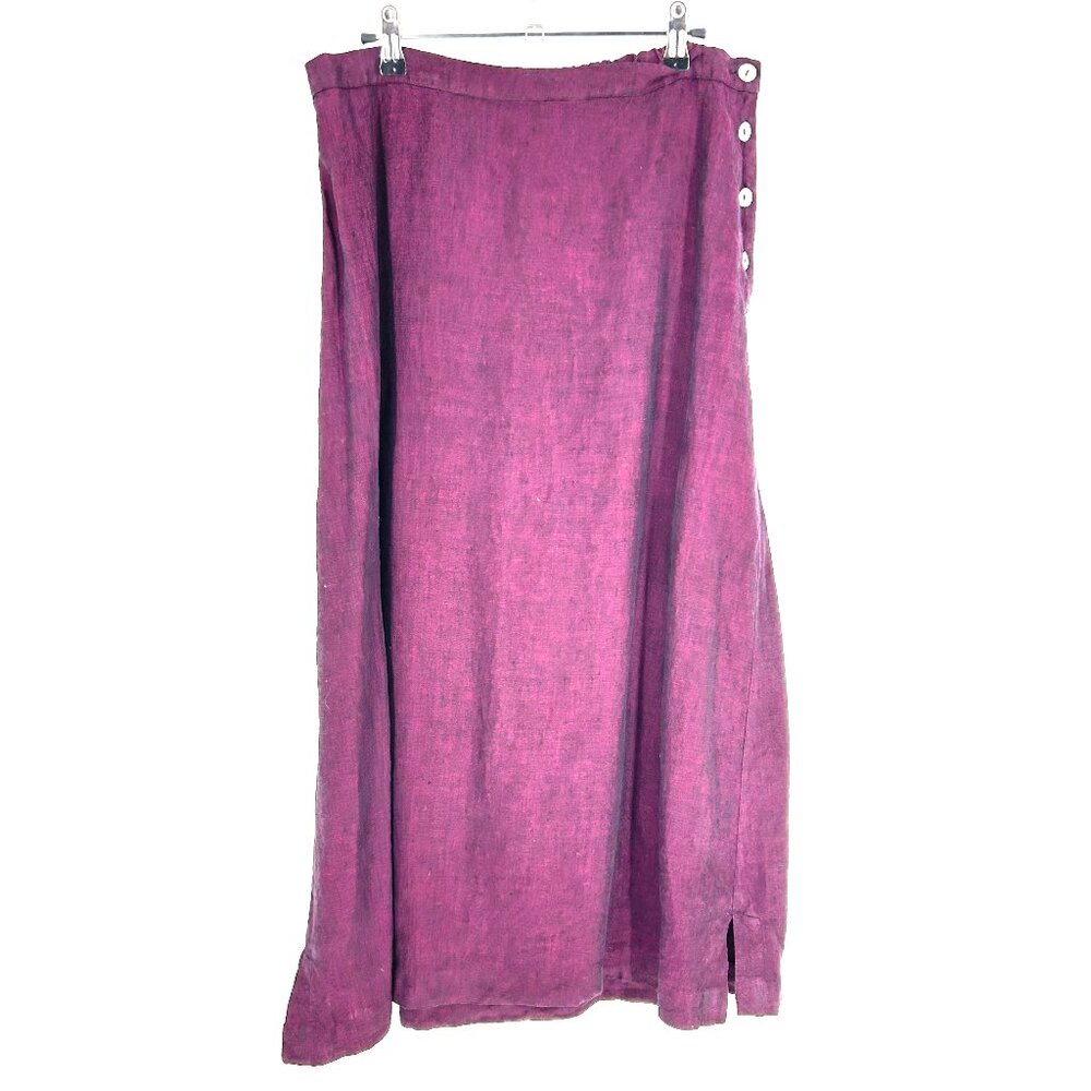 Bryn Walker 100% Linen Midi Skirt Maroon Sz Large